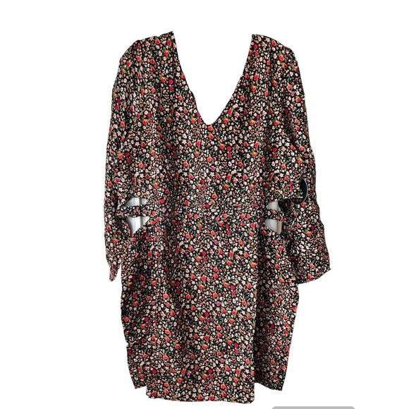 NWT Jolie & Joy Floral Dress Side Cut Outs V-Neck Mini Size 3X #339 - Picture 1 of 12